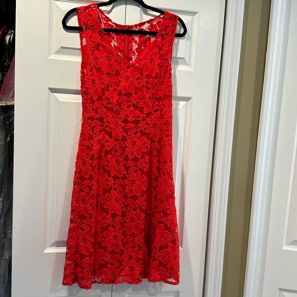 Red lace dress